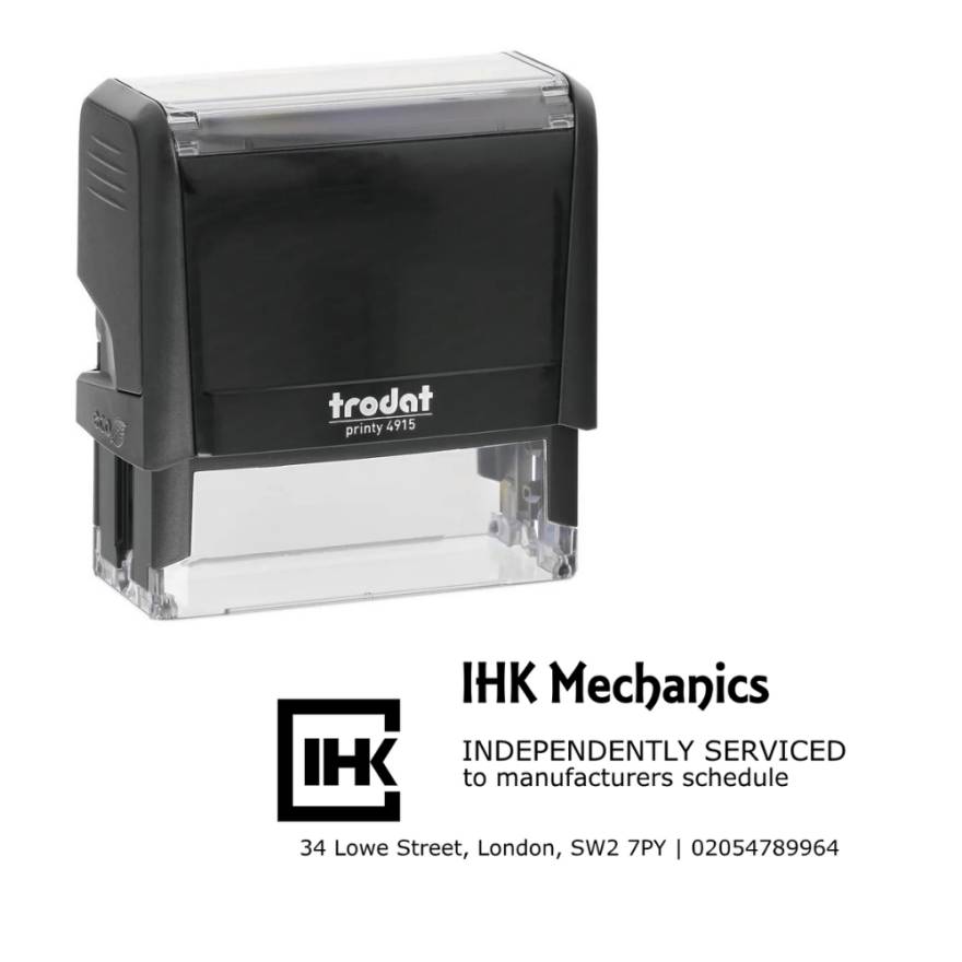 Personalised Independent Garage Stamp – Trodat Printy 4915 (Custom Service & MOT Stamp for Mechanics) Personalised Independent Garage Stamp – Trodat Printy 4915 (Custom Service & MOT Stamp for Mechanics)