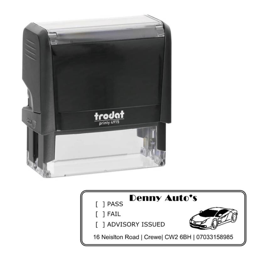 Personalised MOT Stamp – Trodat Printy 4915 (Custom MOT & Service Record Stamp for Garages)
